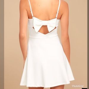 Lulus Get to Bow Me White Skater Dress